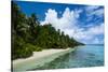 Paradise White Sand Beach in Turquoise Water in the Ant Atoll, Pohnpei, Micronesia-Michael Runkel-Stretched Canvas