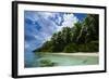 Paradise White Sand Beach in Turquoise Water in the Ant Atoll, Pohnpei, Micronesia-Michael Runkel-Framed Photographic Print