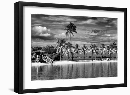 Paradisiacal Beach overlooking Downtown Miami - Florida-Philippe Hugonnard-Framed Photographic Print