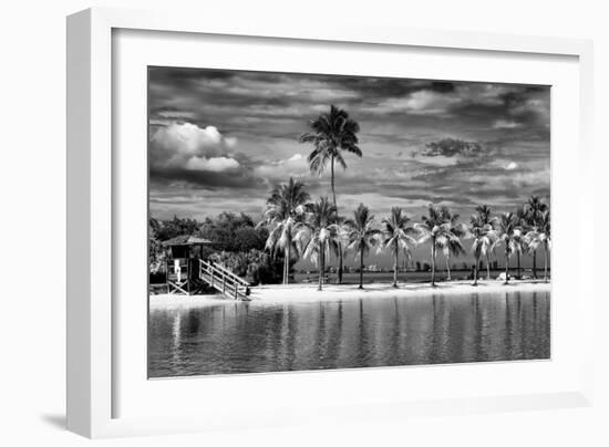 Paradisiacal Beach overlooking Downtown Miami - Florida-Philippe Hugonnard-Framed Photographic Print