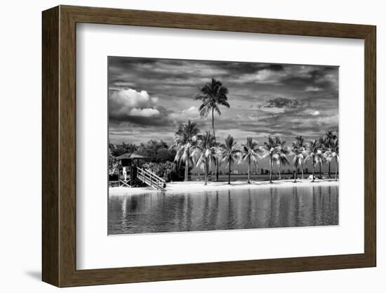Paradisiacal Beach overlooking Downtown Miami - Florida-Philippe Hugonnard-Framed Photographic Print