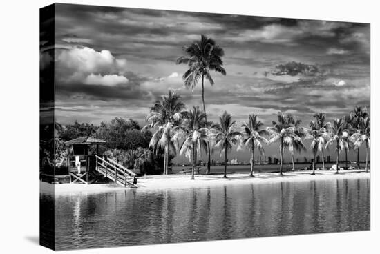 Paradisiacal Beach overlooking Downtown Miami - Florida-Philippe Hugonnard-Stretched Canvas