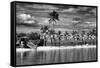 Paradisiacal Beach overlooking Downtown Miami - Florida-Philippe Hugonnard-Framed Stretched Canvas