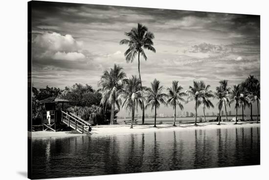 Paradisiacal Beach overlooking Downtown Miami - Florida-Philippe Hugonnard-Stretched Canvas