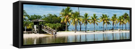 Paradisiacal Beach overlooking Downtown Miami - Florida-Philippe Hugonnard-Framed Stretched Canvas