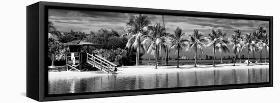 Paradisiacal Beach overlooking Downtown Miami - Florida-Philippe Hugonnard-Framed Stretched Canvas