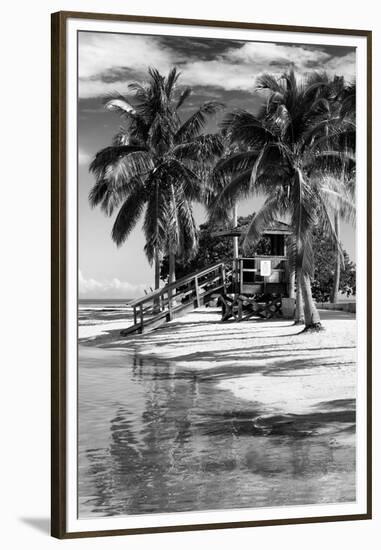 Paradisiacal Beach with a Life Guard Station - Miami - Florida-Philippe Hugonnard-Framed Premium Photographic Print