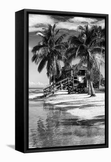 Paradisiacal Beach with a Life Guard Station - Miami - Florida-Philippe Hugonnard-Framed Stretched Canvas