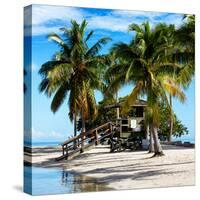 Paradisiacal Beach with a Life Guard Station - Miami - Florida-Philippe Hugonnard-Stretched Canvas