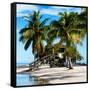 Paradisiacal Beach with a Life Guard Station - Miami - Florida-Philippe Hugonnard-Framed Stretched Canvas