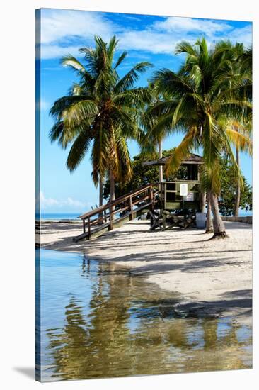 Paradisiacal Beach with a Life Guard Station - Miami - Florida-Philippe Hugonnard-Stretched Canvas