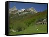 Parador of Bielsa with Snow Capped Mountains Behind, in Aragon, Spain, Europe-Michael Busselle-Framed Stretched Canvas