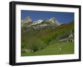 Parador of Bielsa with Snow Capped Mountains Behind, in Aragon, Spain, Europe-Michael Busselle-Framed Photographic Print