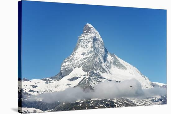 Paraglider Flying Near the Matterhorn, 4478M, Zermatt, Valais, Swiss Alps, Switzerland, Europe-Christian Kober-Stretched Canvas