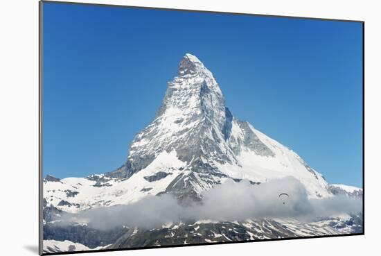 Paraglider Flying Near the Matterhorn, 4478M, Zermatt, Valais, Swiss Alps, Switzerland, Europe-Christian Kober-Mounted Photographic Print