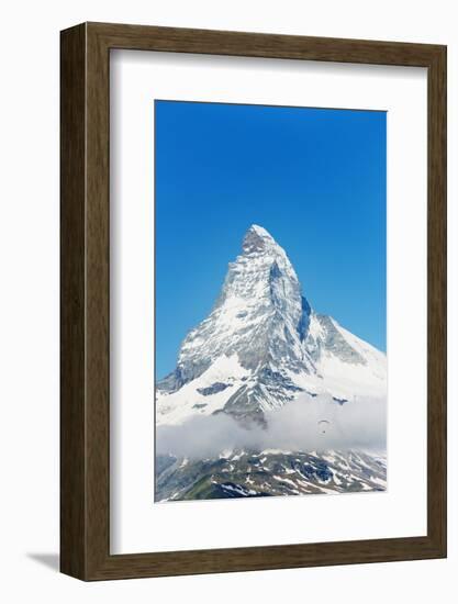 Paraglider Flying Near the Matterhorn, 4478M, Zermatt, Valais, Swiss Alps, Switzerland, Europe-Christian Kober-Framed Photographic Print