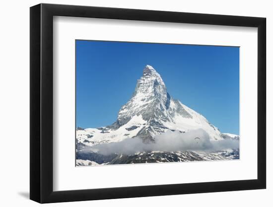 Paraglider Flying Near the Matterhorn, 4478M, Zermatt, Valais, Swiss Alps, Switzerland, Europe-Christian Kober-Framed Photographic Print