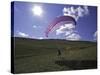 Paraglider on Field, USA-Michael Brown-Stretched Canvas