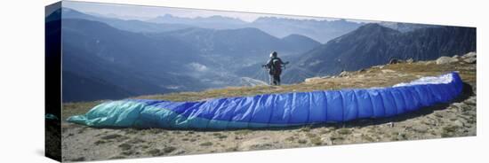 Paraglider Preparing to Start, Mont Blanc, Chamonix, Haute-Savoie, Rhone-Alpes, France-null-Stretched Canvas