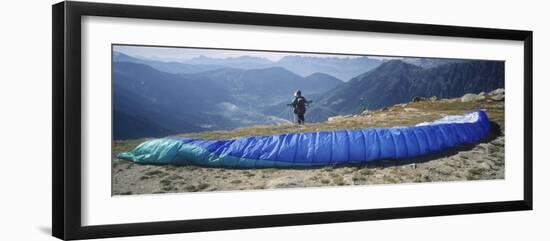 Paraglider Preparing to Start, Mont Blanc, Chamonix, Haute-Savoie, Rhone-Alpes, France-null-Framed Premium Photographic Print