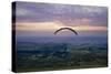 Paraglider takes off over Wales landscape-Charles Bowman-Stretched Canvas