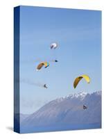 Paragliders Over Mountains, Queenstown, South Island, New Zealand-David Wall-Stretched Canvas