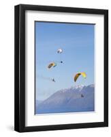 Paragliders Over Mountains, Queenstown, South Island, New Zealand-David Wall-Framed Photographic Print