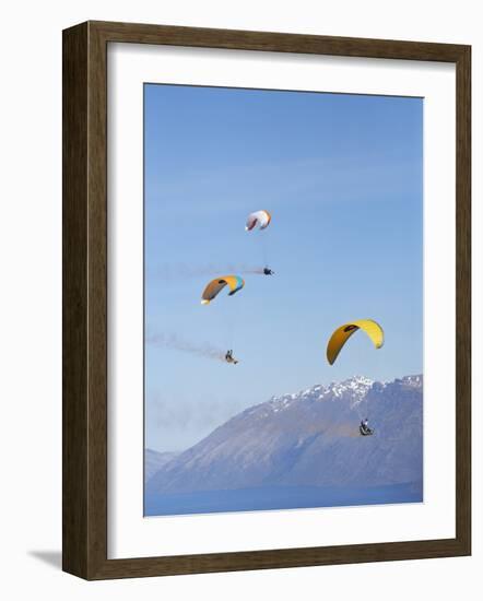 Paragliders Over Mountains, Queenstown, South Island, New Zealand-David Wall-Framed Photographic Print