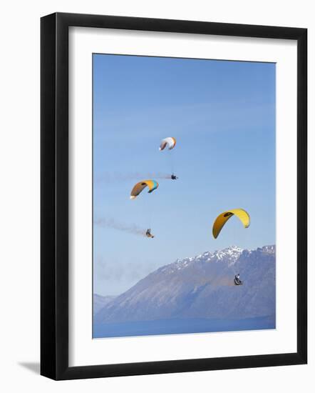 Paragliders Over Mountains, Queenstown, South Island, New Zealand-David Wall-Framed Photographic Print