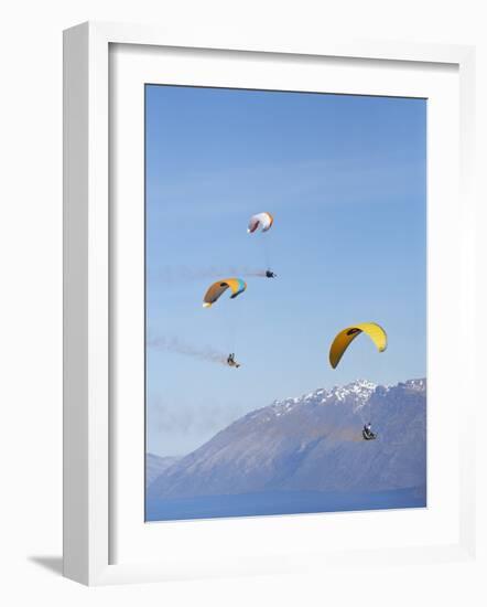 Paragliders Over Mountains, Queenstown, South Island, New Zealand-David Wall-Framed Photographic Print