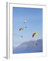Paragliders Over Mountains, Queenstown, South Island, New Zealand-David Wall-Framed Photographic Print