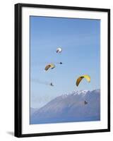 Paragliders Over Mountains, Queenstown, South Island, New Zealand-David Wall-Framed Photographic Print