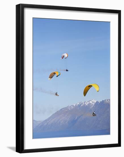 Paragliders Over Mountains, Queenstown, South Island, New Zealand-David Wall-Framed Photographic Print