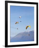 Paragliders Over Mountains, Queenstown, South Island, New Zealand-David Wall-Framed Photographic Print