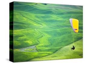 Paragliding Among the Picturesque, Wheat Covered Hills of the Palouse in Eastern Washington at Dusk-Ben Herndon-Stretched Canvas