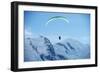 Paragliding Below Summit of Mont Blanc, Chamonix, Haute-Savoie, French Alps, France, Europe-Christian Kober-Framed Photographic Print