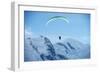 Paragliding Below Summit of Mont Blanc, Chamonix, Haute-Savoie, French Alps, France, Europe-Christian Kober-Framed Photographic Print