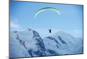 Paragliding Below Summit of Mont Blanc, Chamonix, Haute-Savoie, French Alps, France, Europe-Christian Kober-Mounted Photographic Print