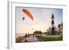 Paragliding in Miraflores, Peru.-Christian Vinces-Framed Photographic Print