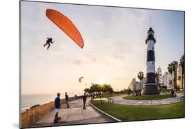Paragliding in Miraflores, Peru.-Christian Vinces-Mounted Photographic Print