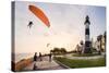 Paragliding in Miraflores, Peru.-Christian Vinces-Stretched Canvas