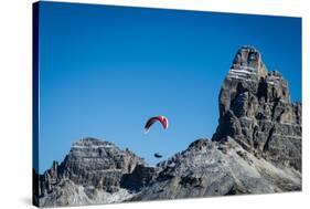 Paragliding, Tre Cime, Autumn, Aerial Shots, Sextener Dolomites, Misurina, Italy-Frank Fleischmann-Stretched Canvas