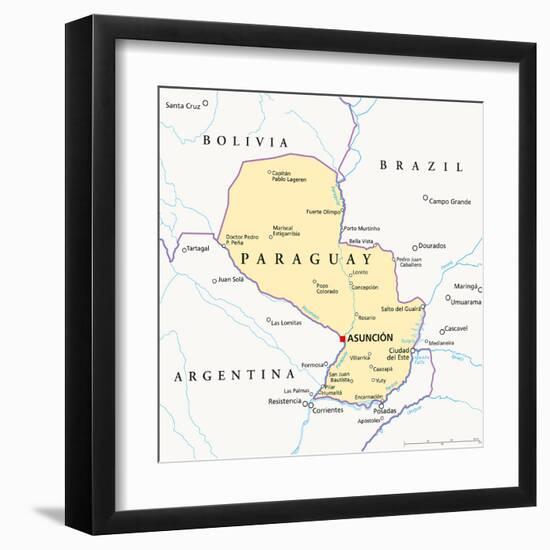 Paraguay Political Map-Peter Hermes Furian-Framed Art Print