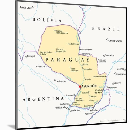 Paraguay Political Map-Peter Hermes Furian-Mounted Art Print