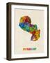 Paraguay Watercolor Map-Michael Tompsett-Framed Art Print