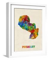 Paraguay Watercolor Map-Michael Tompsett-Framed Art Print