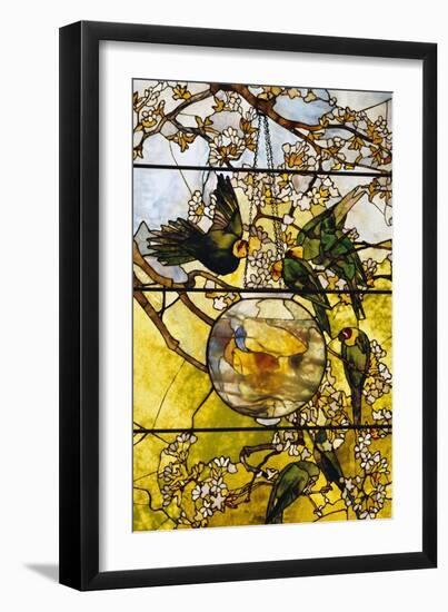 Parakeets and Gold Fish Bowl, 1893-Louis Comfort Tiffany-Framed Giclee Print