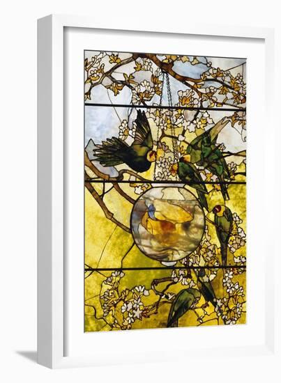 Parakeets and Gold Fish Bowl, 1893-Louis Comfort Tiffany-Framed Giclee Print