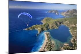 Paramotor Flying in Oludeniz, Aerial, Fethiye, Turkey-Ali Kabas-Mounted Photographic Print