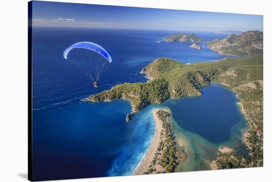 Paramotor Flying in Oludeniz, Aerial, Fethiye, Turkey-Ali Kabas-Stretched Canvas